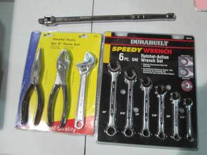 lot 44 image: 3pc wrench and pliers set, 6pc SAE ...