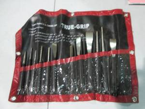lot 50 image: 14pc punch and chisel set in roll-u...