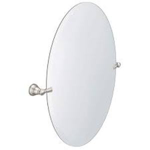lot 11 image: MOEN Banbury 23 in. W x 26 in. H Oval Frameless Tilt Wall Bathroom Vanity Mirror in Brushed Nickel   Customer Returns See Pictures