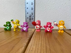 lot 14-B2025 image: 6 Vintage AGC 1983 Mini PVC Care Bears Figurines Sunshine Friendship Good Luck