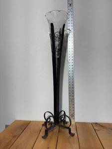 lot 2-B2025 image: Antique Early 1900s Funeral Vase from Catholic Church Near Valley City Gothic Black Cast Iron Additional Shipping