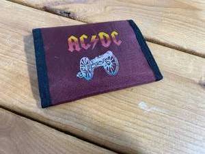 lot 30-B2025 image: Vintage 80s Bi-Fold with Velcro Flap ACDC Burgundy Canvas Wallet