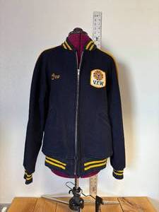 INCREDIBLE Condition WWII VFW Post 753 Minot ND Wool Navy with Golden Rod Trim XL (best guess) Lettermen's Jacket, Military, Army, Air Force, Marines