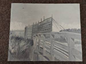 lot 29U image: Vintage Monochromatic Landscape Painting with Signature