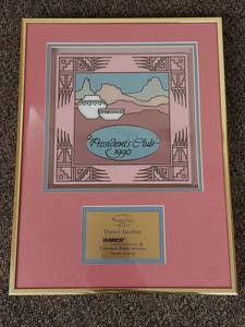 lot 31U image: Southwest Native American Tile Framed 1990 US West Presidents Club Award Plaque