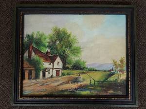 lot 15U image: Vintage Oil Painting Signed Countryside Scene Framed