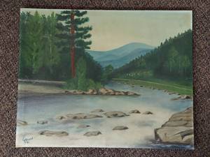 lot 17U image: Vintage Landscape Painting Oland Signed 1961