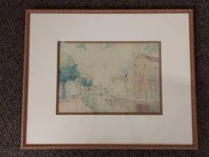 lot 6U image: Framed Watercolor Canal Scene, Artist Signed William John Conway