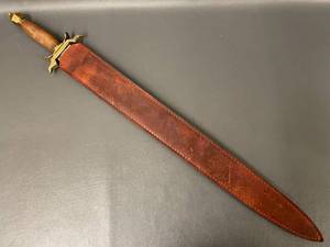 lot 5N image: Exquisite Sword with Leather Sheath & Wooden Handle