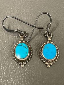 lot 12R image: Sterling Silver Turquoise Earrings 925 Marked
