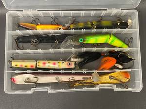 lot 16T image: Plano Tackle Box with Musky Fishing Lures Set
