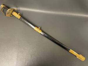lot 21N image: Vintage U.S. Brass Handle Saber with Scabbard