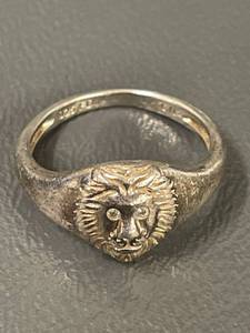 lot 26R image: Sterling Silver Lion Head Ring 925 Vintage Jewelry