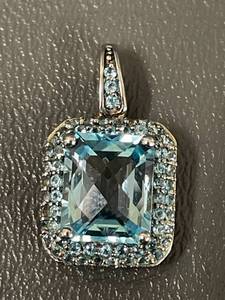 lot 29R image: Pendant with Aqua Blue Gemstone 925 Silver - Possibly Aquamarine