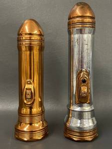 lot 32T image: Vintage Winchester Brass & Chrome Cylindrical Flashlights