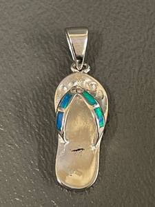 lot 36R image: Sterling Silver Opal Inlaid Sandal Pendant