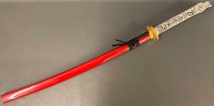lot 44N image: Dragon Motif Katana with Red Scabbard