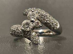 lot 44R image: Elegant Ring with Encrusted Pav Setting in Sterling Silver - Size 6.25