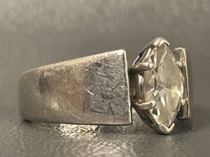 lot 51R image: Vintage Silver Ring with Marquise Cut Stone