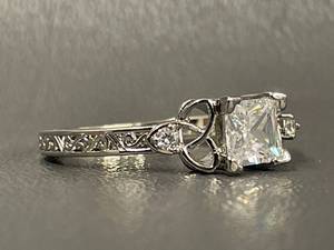 lot 53R image: Elegant Silver Ring with Square Gemstone, US Size 11