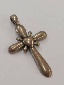 lot 65R image: Sterling Silver 925 Heart Cross Pendant