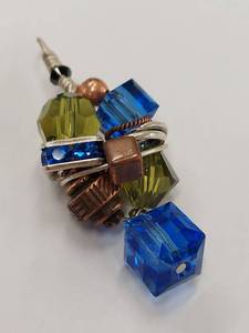 lot 71R image: Handcrafted Sterling Silver Wire Wrapped Faceted Glass Bead Pendant