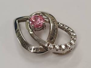 lot 72R image: Sterling Silver Pendant With Pink Gemstone I Love You