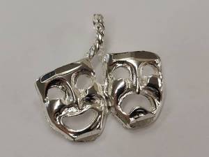lot 73R image: Beau Sterling SIlver VTG Comedy Tragedy Masks Pendant