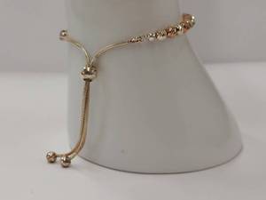 lot 74R image: Italian Two Tone Sterling Silver Bracelet with Beads