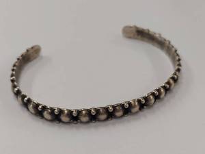 lot 78R image: Sterling Silver Cuff Bracelet Beaded Handmade Design