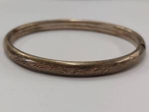 lot 89R image: Vintage Sterling Silver Engraved Floral Bangle Bracelet