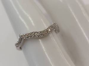 lot 97R image: Sterling Silver Wave Ring with Clear Gemstone Accents