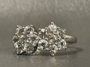 lot 153R image: Elegant Sterling Silver Cluster Stone Ring 3.18g