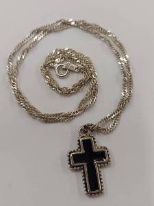 lot 159R image: Vintage Sterling Silver Cross Necklace