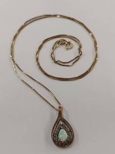 lot 162R image: 14k Gold Chain with Opal Pendant (Pendant is Not Gold)
