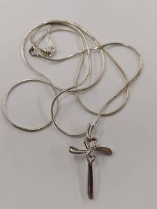 lot 165R image: Sterling Silver Heart Cross Necklace