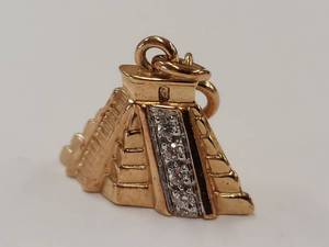 lot 166R image: MEDA Sterling Silver Chichen Itza Golden Pyramid Pendant Charm