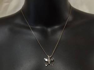 lot 171R image: Sterling Silver Butterfly Iridescent Stone Necklace