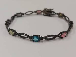 lot 196R image: Italian Multi Color Stone Bracelet Elegant Colors - Magnetic