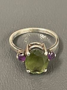 lot 205R image: Sterling Silver Gemstone Ring Sz 6