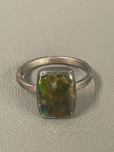 lot 212R image: Vintage Silver Opal Ring Size 9.25