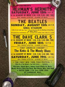 lot 96B image: Age Unknown-Concert Poster The Beatles, Kinks, Hermits