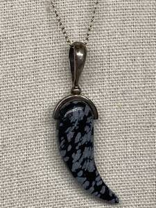 lot 17B image: Snowflake Obsidian Sterling Silver 925 Pendant Necklace