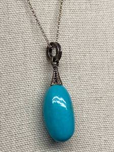 lot 18B image: Signed Sterling Silver 925 Turquoise Pendant Necklace