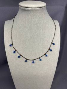 lot 19B image: Vintage Blue Beaded Sterling Silver 925 Necklace