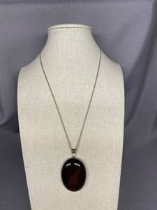 lot 28B image: Large Oval Pendant Israel Sterling Silver 925 Necklace