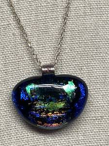 lot 33B image: Dichroic Glass Pendant Necklace Sterling Silver 925