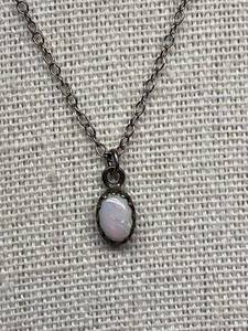 lot 36B image: Sterling Silver 925 Minimalist Opal Necklace