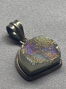 lot 41B image: Sterling Silver Druzy Pendant .925 Unique Design