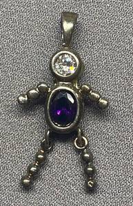 lot 52B image: Unique 925 Sterling Silver Robot Pendant with Stones